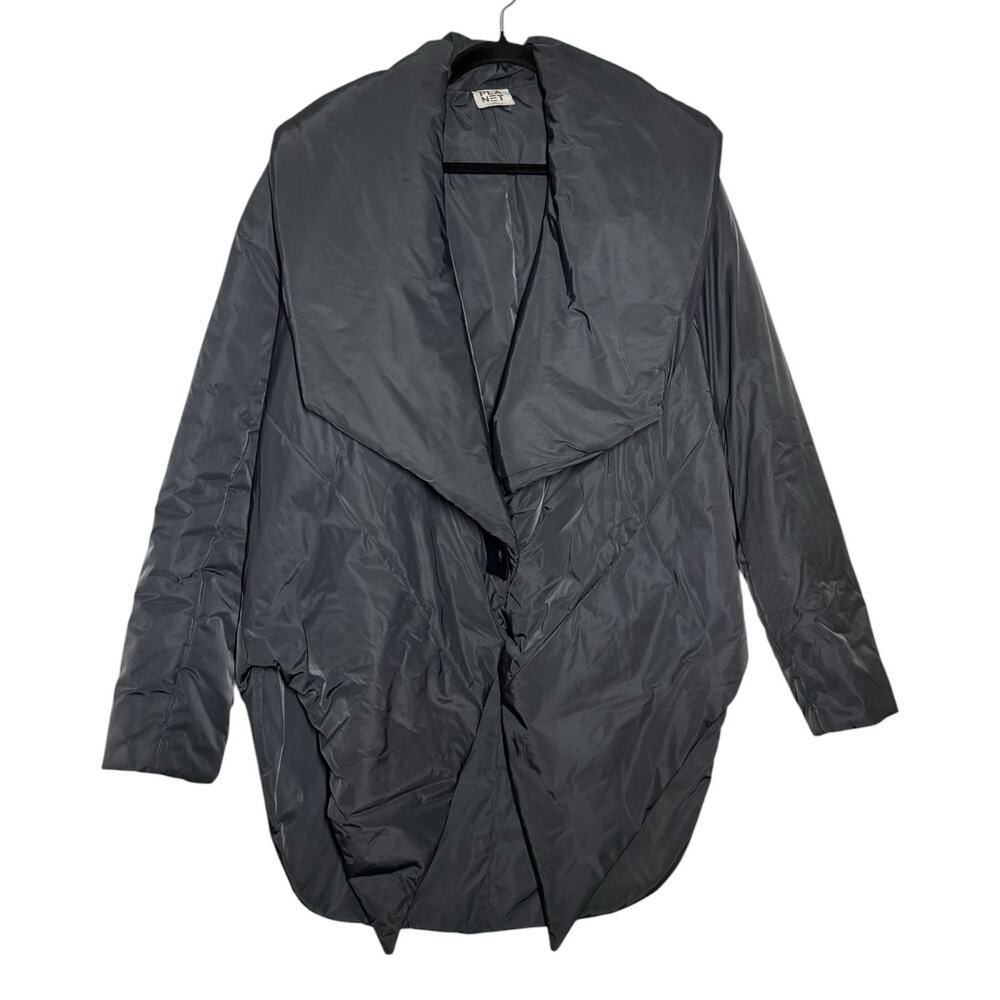 Planet By Lauren G Gray Nylon Exaggerated Collar Jacket 1 Size S/M